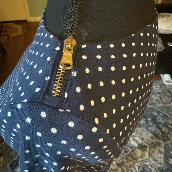 Lauren Ralph Lauren Blue Polka Dot Blouse Women’s Size LP - Picture 3 of 4
